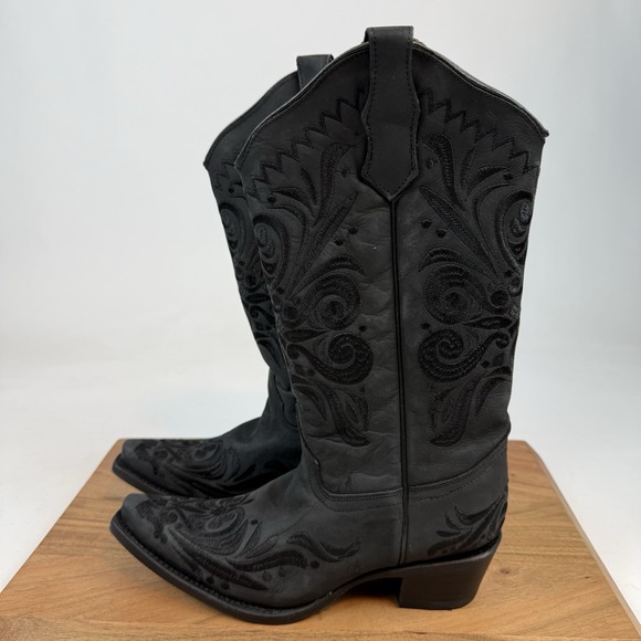 New Womens Circle G by Corral BLACK FILIGREE Leather Heeled Boots Size 8.5 M - Picture 2 of 8